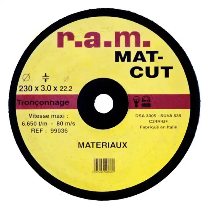 Disque abrasif MAT-CUT diamètre 125 x 2,5 mm pour tronçonnage – RAM Paiement Sécurisé