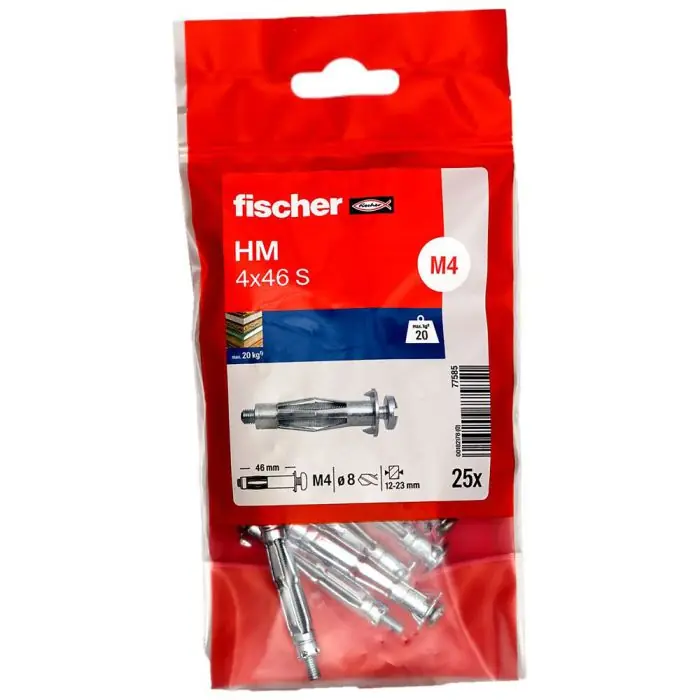 Expédié Aujourd&rsquo;hui 25 chevilles métalliques HM 4 x 46 mm avec vis 4 x 55 mm – Fischer