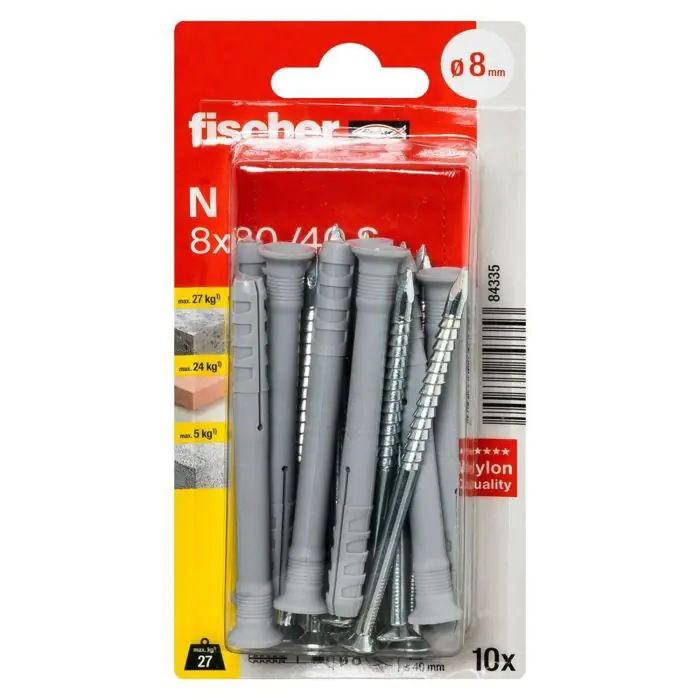 10 chevilles à frapper N Ø8 x 80 mm collerette plate et clou tête fraisée pour constructions en bois – Fischer Jusqu&rsquo;à Épuisement Des Stocks
