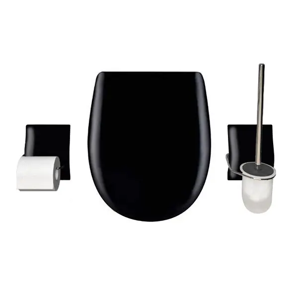 Set accessoire WC ARIANE NOIR céramique Brillante – Descente assistée – Déclipsable – Olfa Meilleure Vente