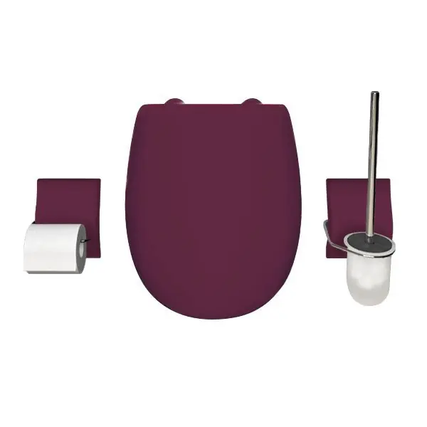 Seulement Aujourd&rsquo;hui Set accessoire WC ARIANE Prune Brillante céramique Brillante – Descente assistée – Déclipsable – Olfa