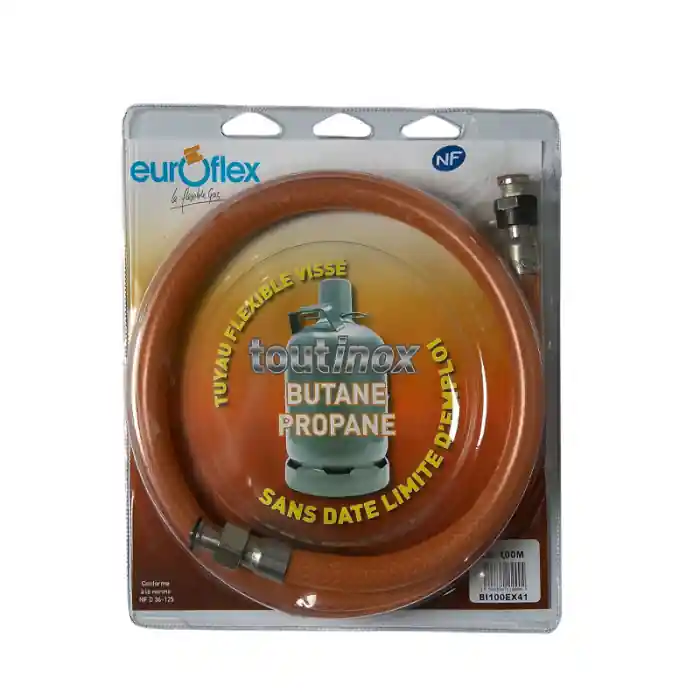 Flexible Inox Propane/Butane - écrou 20x150 / écrou 1/2" - Longueur 1m Commander Vite