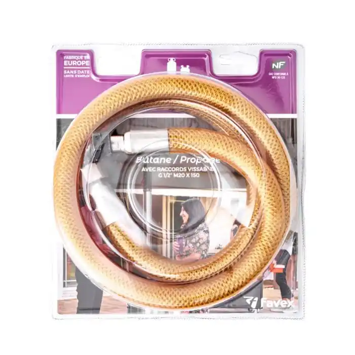 Retour Gratuit Flexible Inox Propane/Butane - écrou 20x150 / écrou 1/2" - Longueur 1.50m