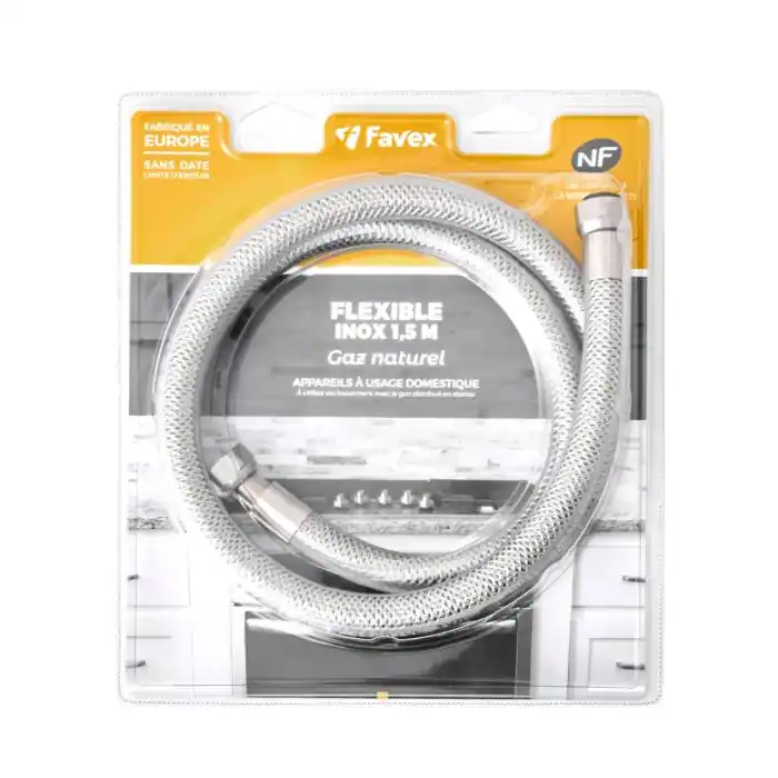 Flexible INOX Gaz Naturel – Ecrou 1/2&Prime; (15/21) – 1,50 m – Favex Meilleur Prix