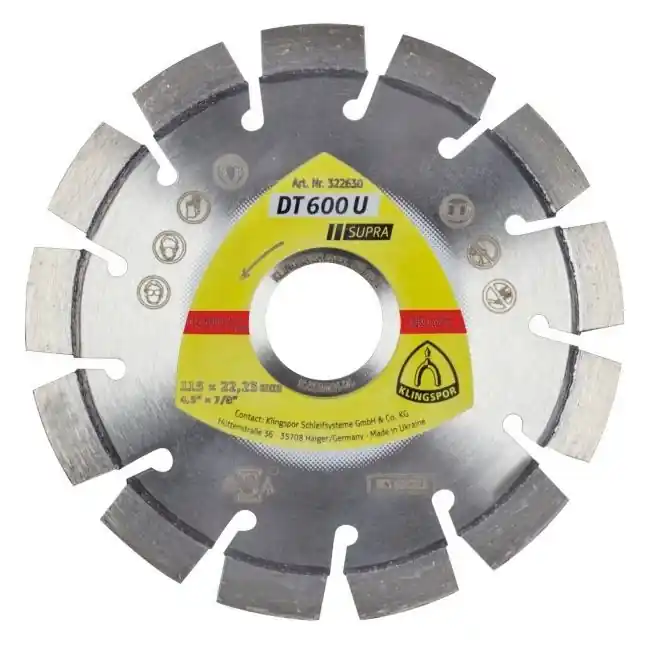 Disque à tronçonner Ø115mm diamant béton – Type DT 600 U – Klingspor 322630 Prix Réduit