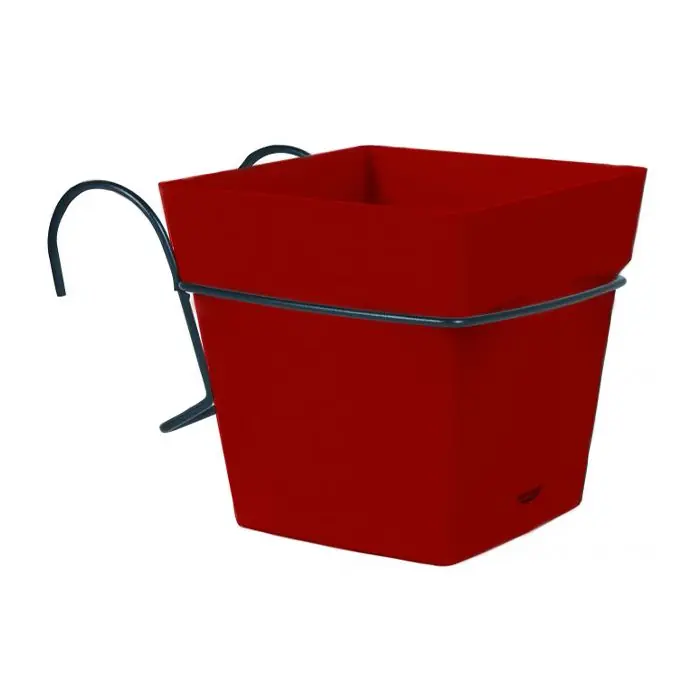 Pot carré TOSCANE 3,4L avec support – Rouge rubis Offre Du Jour