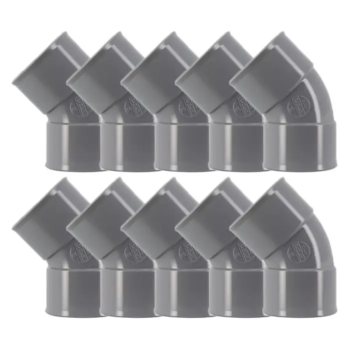 10 coudes PVC évacuation – Ø50 – Femelle Femelle 45° – Nicoll Prix Choc