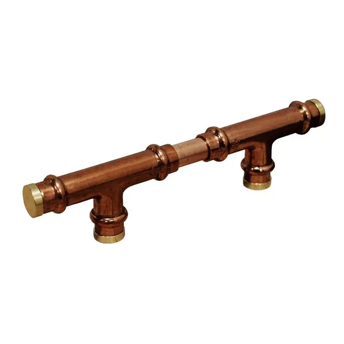 Jusqu'à Épuisement Des Stocks Poignée Matière Cuivre Laiton "Rétro Té" Entraxe 96 mm Ø12 - Arcanaute