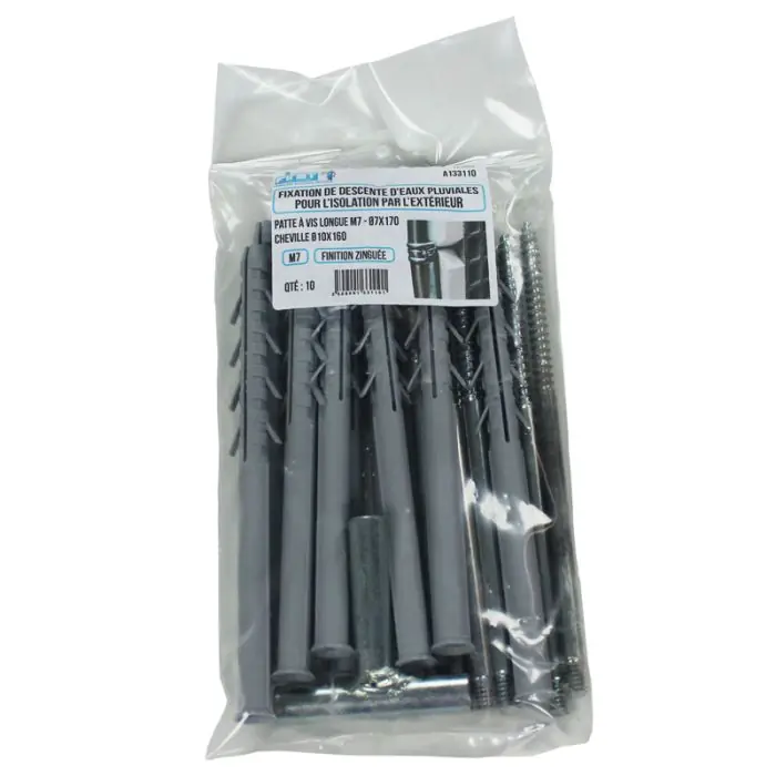 Sachet de 10 pattes-à-vis longue 7x170 - Fixation de descentes extérieures d‘eau pluviale - First Plast Acheter En Ligne