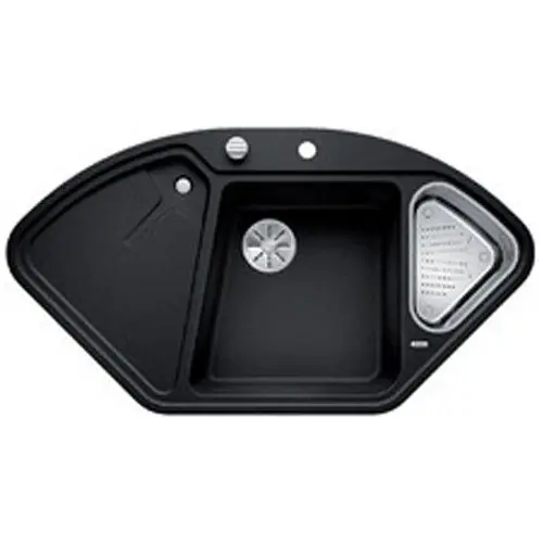 Satisfait Ou Remboursé Évier de cuisine BlancoDelta II – Anthracite – sous-meuble 90x90x80 cm – L 1057 x l 575 x P 183/120 mm + vide-sauce – Blanco
