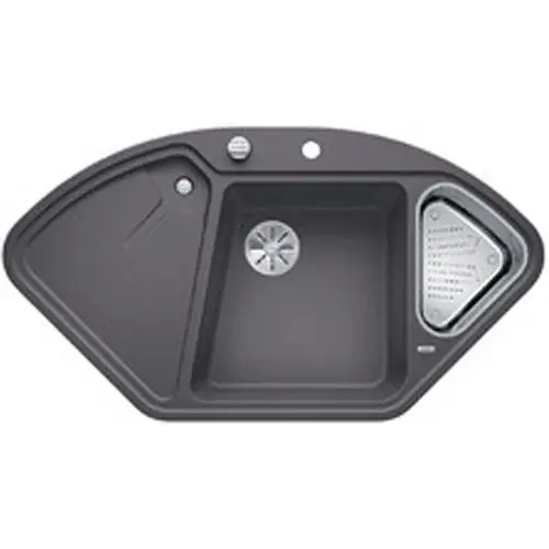 Prix Bas Évier de cuisine BlancoDelta II – Gris Rocher – sous-meuble 90x90x80 cm – L 1057 x l 575 x P 183/120 mm + vide-sauce – Blanco