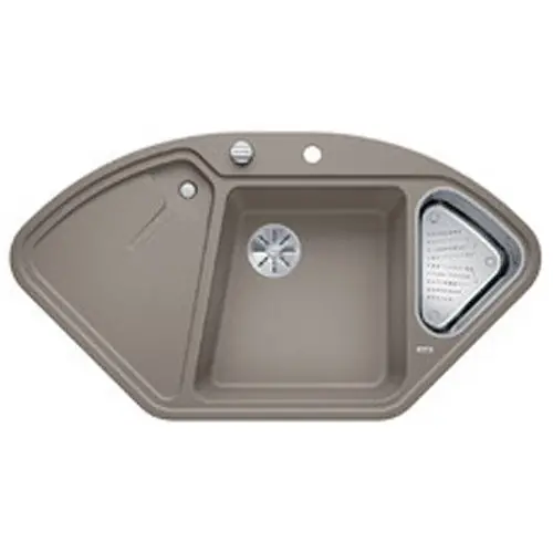 Haute Qualité Évier de cuisine BlancoDelta II - Tartufo - sous-meuble 90x90x80 cm - L 1057 x l 575 x P 183/120 mm + vide-sauce - Blanco