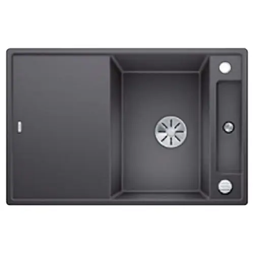 Évier de cuisine Axia III 45S – Gris Rocher – sous-meuble 45 cm – L 780 x l 510 x P 185 mm + planche en verre – Blanco Offre Exclusive