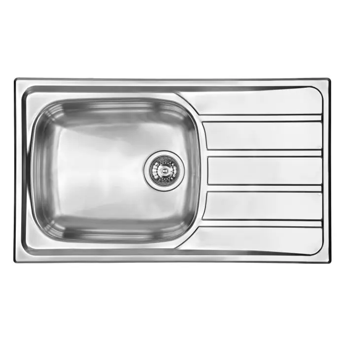 Prix Réduit Évier de cuisine Inox lisse Montebello avec grand bac – L 860 x l 500 X P 160 mm – sous-meuble de 60 cm – Aquatop