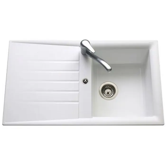 Meilleur Prix Évier de cuisine blanc SLAVE – L 860 x l 500 x P 185 mm – sous-meuble 45 cm – Aquatop