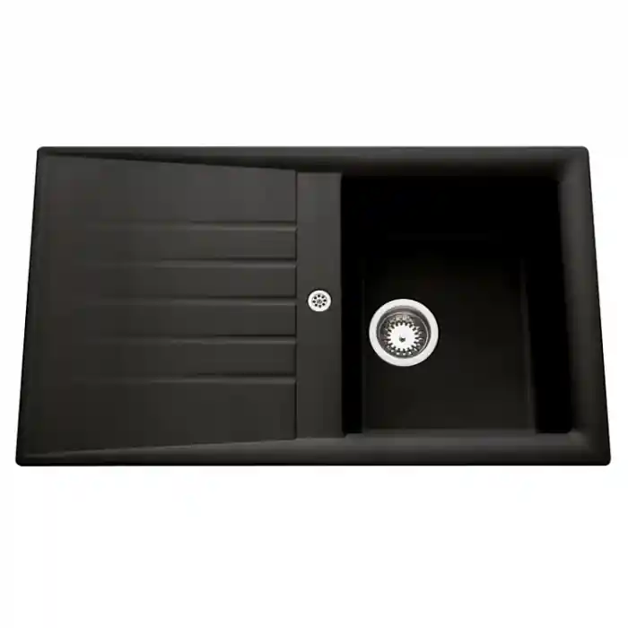 Évier de cuisine noir SLAVE – L 860 x l 500 x P 185 mm – sous-meuble 45 cm – Aquatop Offre Du Jour