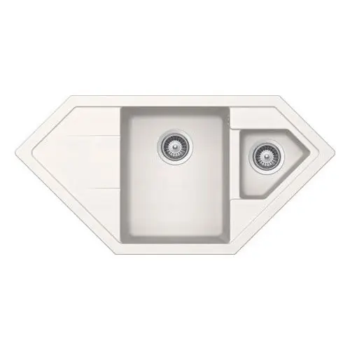 Évier de cuisine d‘Angle Cristadur Signus – 1002 x 500 x 205 mm – sous-meuble 80 cm – Coloris Polaris – Schock Remise