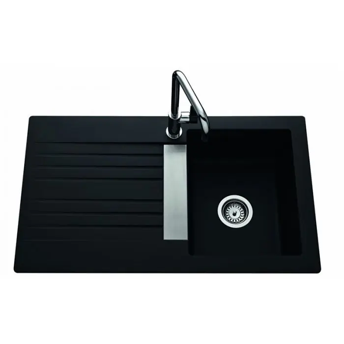 Satisfait Ou Remboursé Évier de cuisine Naturalite TREVISE – L 860 x l 500 x P 195 mm – Noir – Aquatop