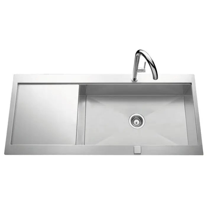 Dernière Chance Évier de cuisine Inox lisse ROMA PLUS – L 1160 x l 520 x P 190 mm – sous-meuble de 80 cm
