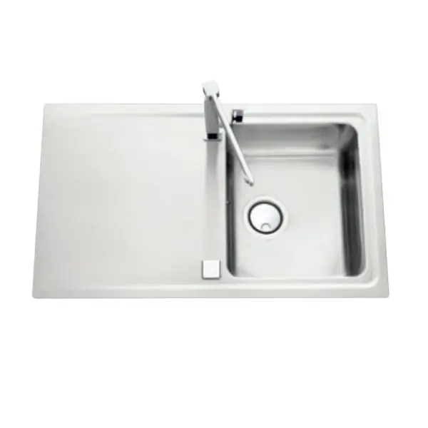 Authentique Évier de cuisine Inox lisse STROMBOLI – L 870 x l 510 x P 195 mm – sous-meuble de 50 cm