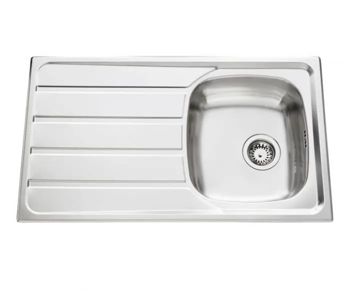 Offre Spéciale Évier de cuisine en Inox lisse Montebello – L 860 x l 500 x P 160 mm – sous-meuble de 45 cm – Aquatop