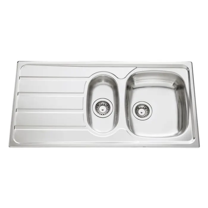 Évier de cuisine Inox lisse Montebello avec vide sauce – L 1000 x l 500 x P 160 mm – sous-meuble de 60 cm – Aquatop Prix Choc