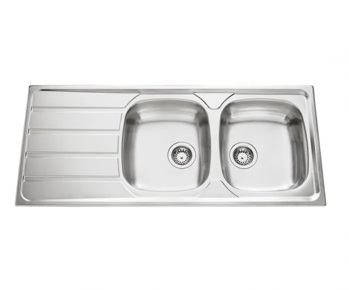 Usine Directe Évier de cuisine Inox lisse Montebello – L 1160 x l 500 x P 160 mm – sous-meuble 60 cm – Aquatop