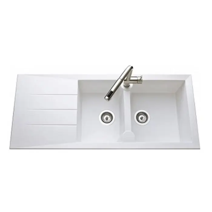 Promotion Évier de cuisine Naturalite MAJORQUE – L 1160 x l 500 mm x P 210 – Blanc – Aquatop
