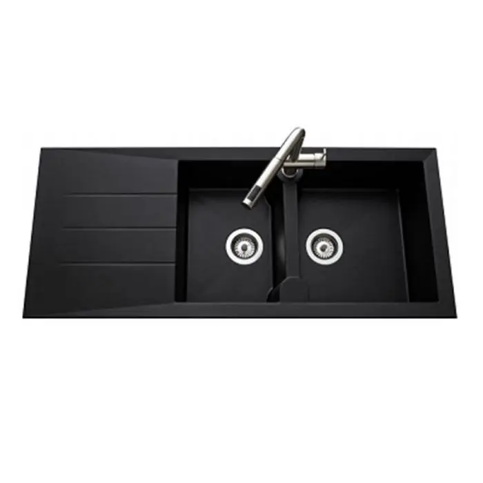 Marque Évier de cuisine Naturalite MAJORQUE – L 1160 x l 500 x P 210 mm – Granité noir – Aquatop