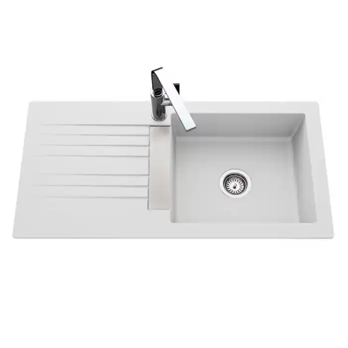 Évier de cuisine blanc TREVISE – L 1000 x l 500 x P 185 mm – sous-meuble 60 cm – Aquatop Dernière Chance