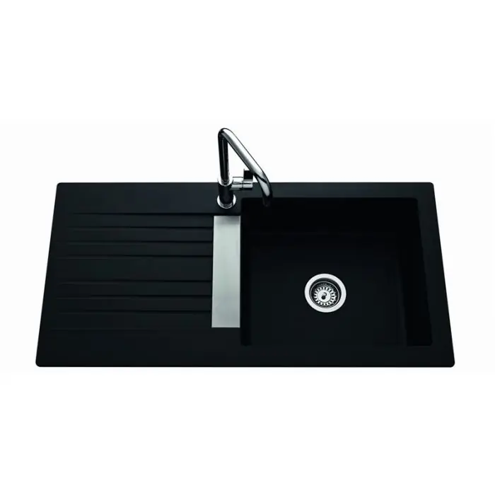 Évier de cuisine Naturalite TREVISE – L 1000 x l 500 x P 185 mm – Noir – Aquatop Offre Exclusive