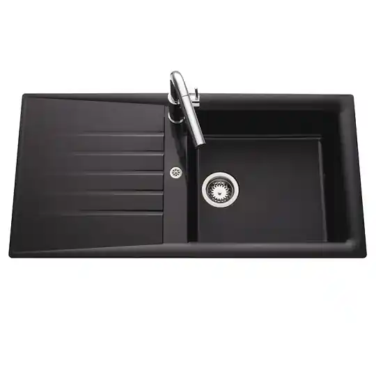 Évier de cuisine Noir SLAVE – L 1000 x l 500 x P 185 mm – sous-meuble 60 cm – Aquatop Dernière Chance
