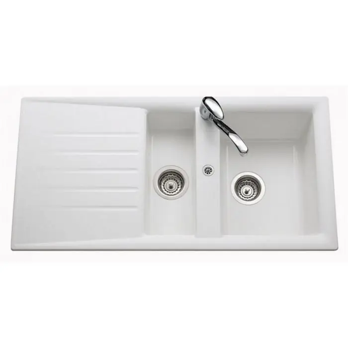 Évier de cuisine Naturalite SLAVE – L 980 x l 500 x P 185 mm – Blanc – Aquatop Commander Vite