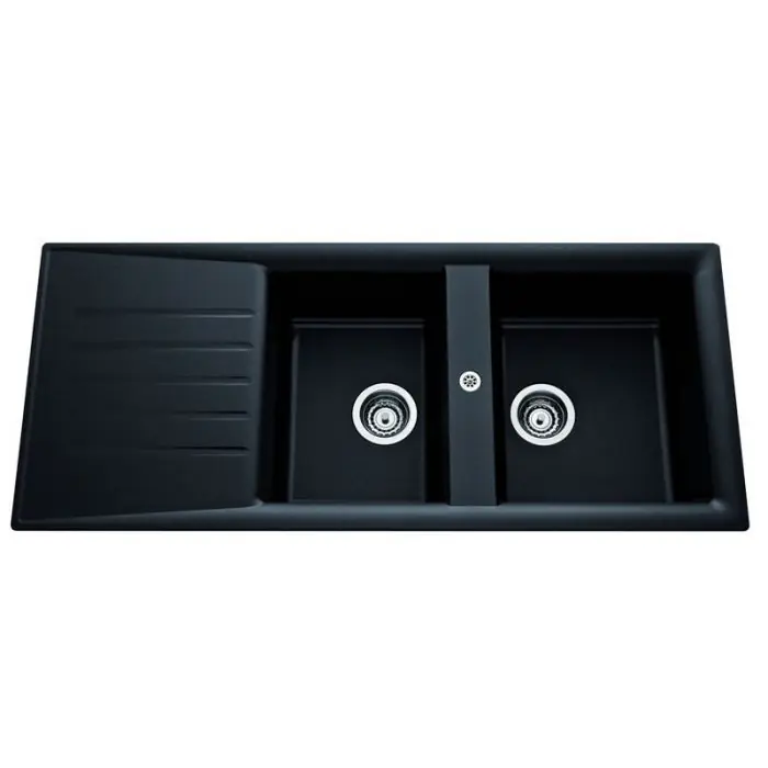Vente Directe Évier de cuisine Naturalite SLAVE – L 1160 x l 500 x P 185 mm – Noir – Aquatop