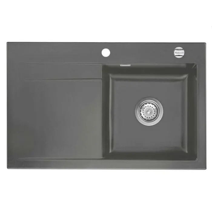 Évier de cuisine Céramique – gris anthracite – égouttoir à gauche – L 800 x l 510 x P 200 mm – sous-meuble 50 cm – Aquatop Offre Du Jour