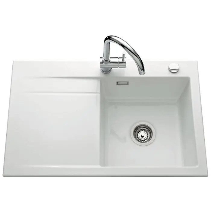Achetez Aujourd&rsquo;hui Évier de cuisine Blanc STEMA – égouttoir à gauche – sous-meuble 50 cm – L 800 x l 510 x P 200 mm – Aquatop