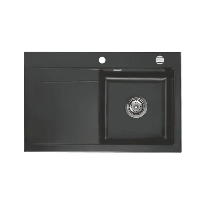Seulement Aujourd&rsquo;hui Évier de cuisine Céramique STEMA nigra – égouttoir à gauche – L 800 x l 510 x P 200 mm – Aquatop