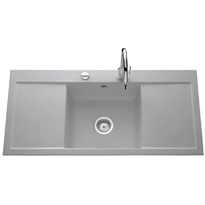 Affaire À Saisir Évier de cuisine aluminium mat FIRST CLASS – L 1060 x l 510 x P 200 mm – sous-meuble 50 cm – Aquatop