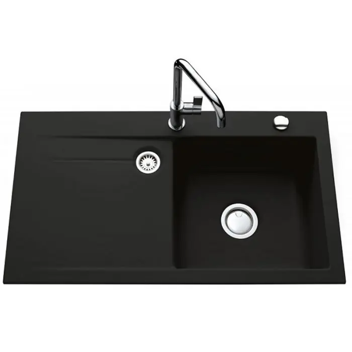 Retour Gratuit Évier de cuisine nigra STEMA égouttoir à droite – L 900 x l 510 x P 200 mm – sous-meuble 60 cm – Aquatop