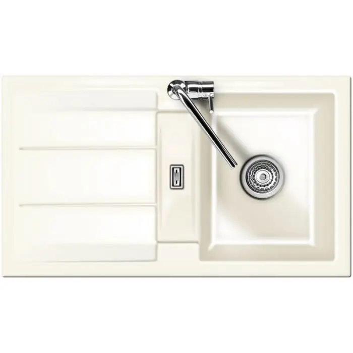 Achat Immédiat Évier de cuisine Blanc Brillant GENEA – L 870 x l 510 x P 220 mm – sous-meuble 60 cm – Aquatop