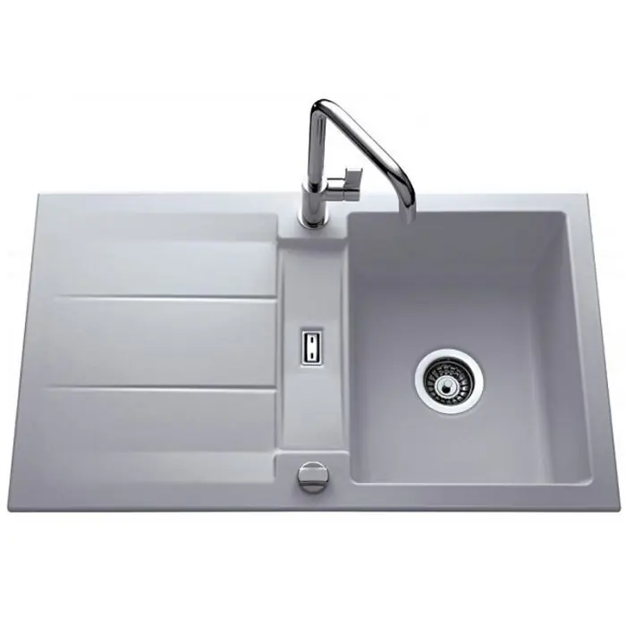 Authentique Évier de cuisine aluminium mat GENEA – L 870 x l 510 x P 220 mm – sous-meuble 60 cm – Aquatop