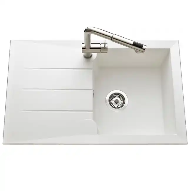 Évier de cuisine Blanc MAJORQUE – L 810 X l 500 X P 210 mm – sous-meuble 50 cm – Aquatop Achat Immédiat