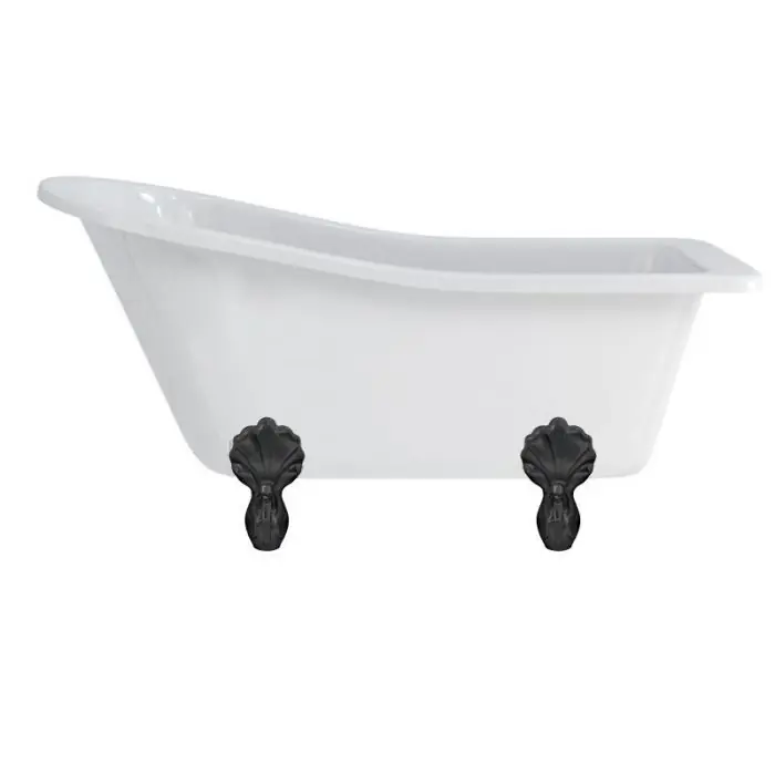 Baignoire îlot HAREWOOD Burlington 1690 x 730 x 770 mm avec 4 pieds griffés noirs – Aquatop Must-Have