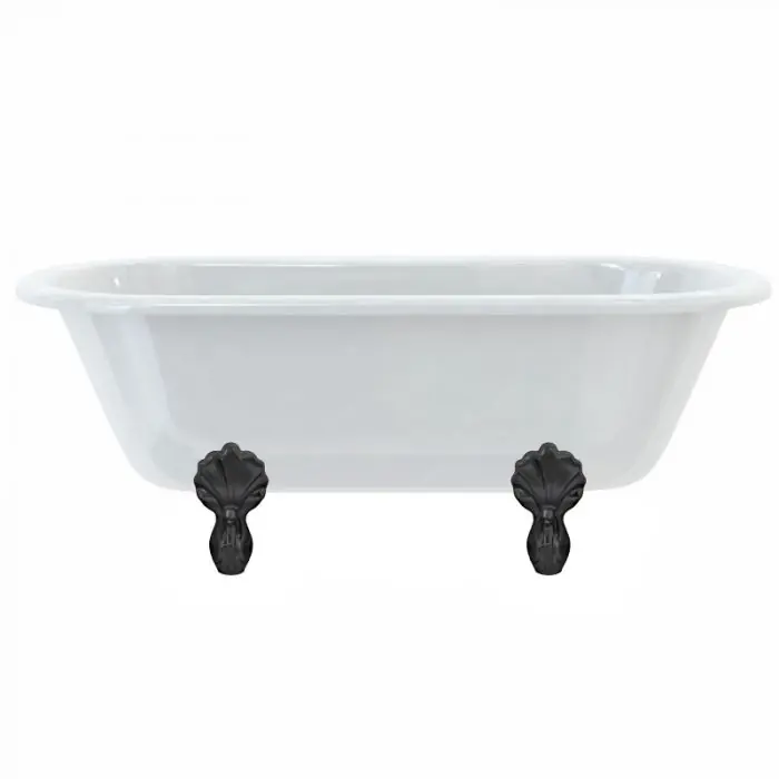 Usine Directe Baignoire îlot WINDSOR Burlington 1500 x 750 x 630 mm avec 4 pieds griffés noirs – Aquatop