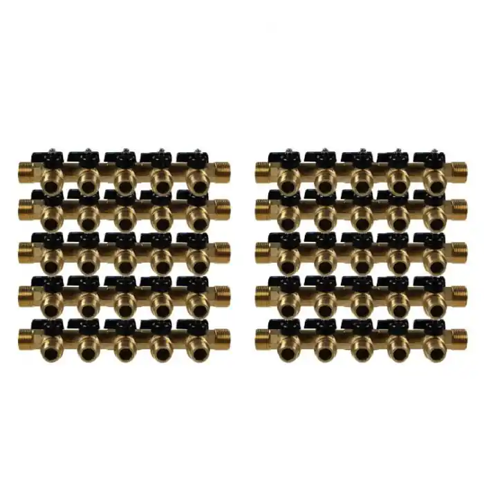 10 Collecteurs mini-vanne mâle 3/4&Prime; (20/27) – femelle 1/2&Prime; (15/21) – 5 piquages mâle 1/2&Prime; (15/21) – Arcanaute Prix Réduit