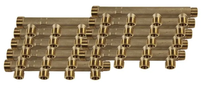 10 Collecteurs mâle femelle 3/4&Prime; (20/27) – 4 départs 1/2&Prime; (15/21) – Entraxe 50 mm – Arcanaute Affaire À Saisir