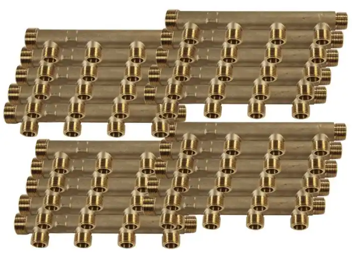 20 Collecteurs mâle femelle 3/4&Prime; (20/27) – 4 départs 1/2&Prime; (15/21) – Entraxe 50 mm – Arcanaute Haute Qualité