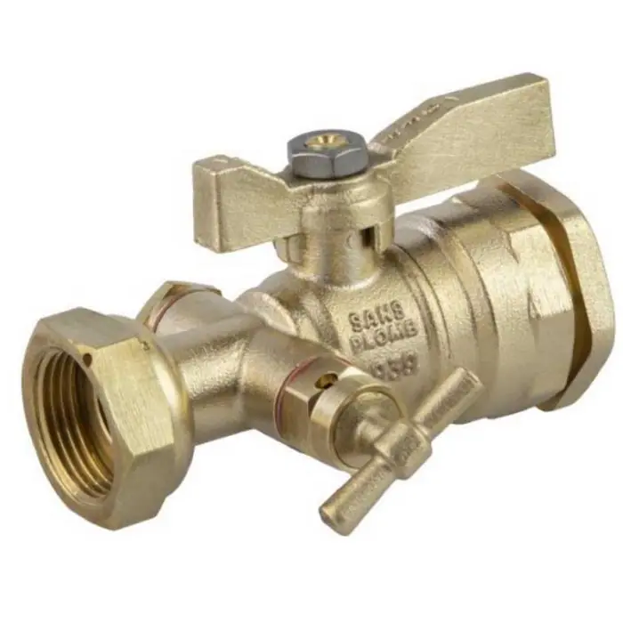 Robinet droit avant et après compteur laiton + purge - PE25 - Ecrou prisonnier 3/4" (20/27) - Sferaco Vente Directe