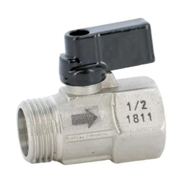 Vente Directe Mini-vanne laiton nickelé avec trou de décompression mâle femelle 1/4" (8/13) - PN16 - Sferaco