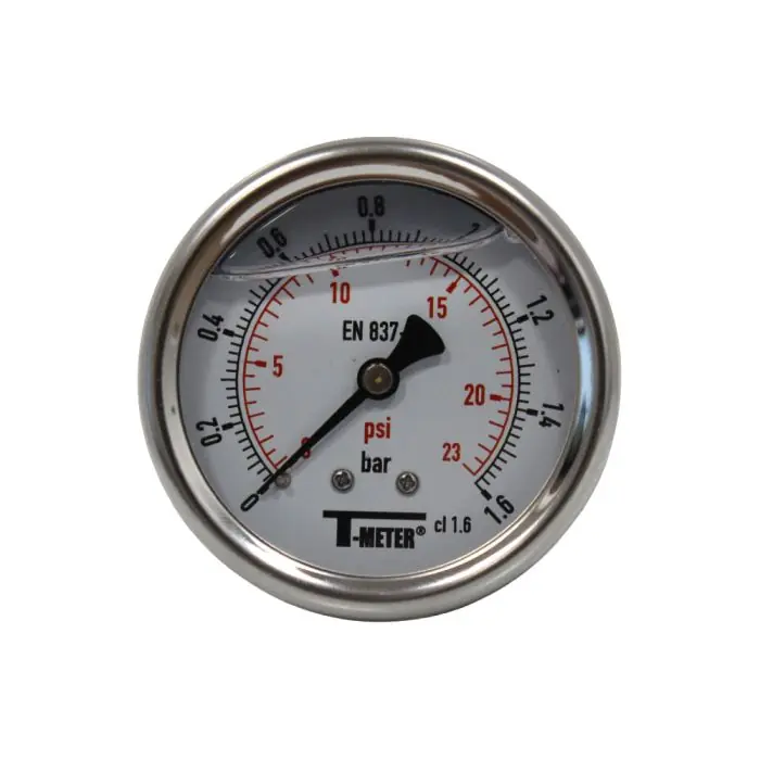 Acheter En Ligne Manomètre boitier inox à bain de glycérine AXIAL Mâle 1/4" (8/13) - Ø63 - Pression 0 / 1.6 bar - Sferaco